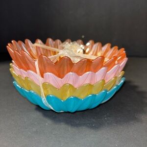 Akram Colorful Layered Petal Bowls - Teal, Yellow, Pink, Coral